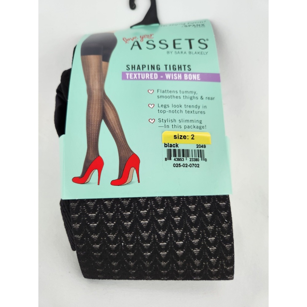 NEW Spanx Love Your Assets Shaping Tights Hose Textured Wish Bone Black Size 2‎